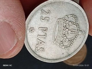 Lote de monedas: 500, 100, 50, 25, 5 y 1 peseta