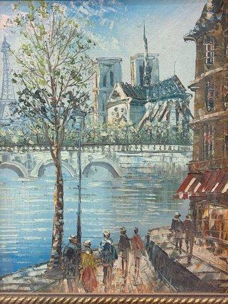 ÓLEO ESCENA COSTUMBRISTA PARÍS