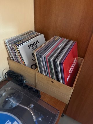 Cajas de madera L'Origan para vinilos