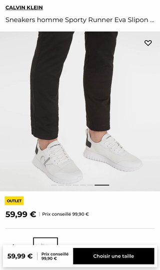 Zapatilla Eva Slipon YAF Blanco Calvin Klein 45 EU