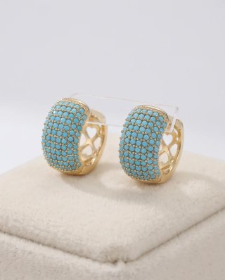 Orecchini donna oro con pavé turchese