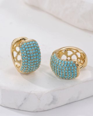 Orecchini donna oro con pavé turchese