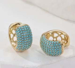 Orecchini donna oro con pavé turchese