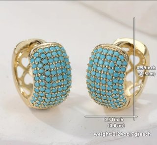Orecchini donna oro con pavé turchese