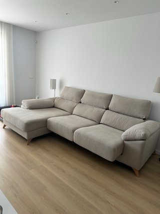 Sofá chaise longue beige tela