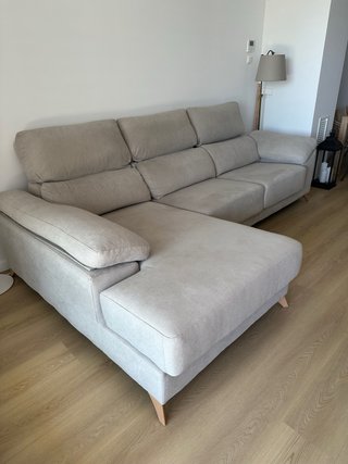 Sofá chaise longue beige tela