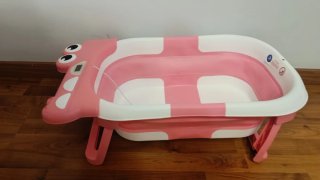 Bañera Bebé Cocodrilo Rosa con Termómetro