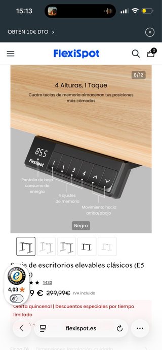 FlexiSpot DT1808-Black Mesa Escritorio Elevable