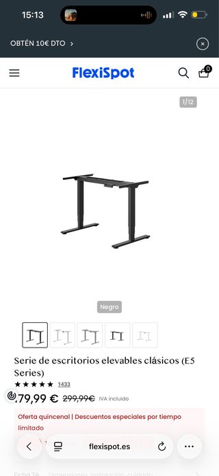 FlexiSpot DT1808-Black Mesa Escritorio Elevable