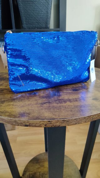 Bolso Lentejuelas Azul y Dorado Mujer