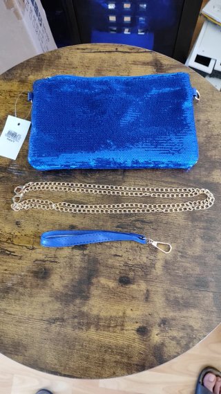 Bolso Lentejuelas Azul y Dorado Mujer