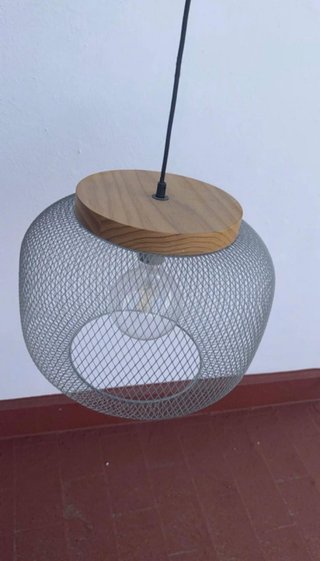 Lámpara colgante metal y madera