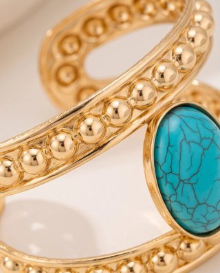 Bracciale rigido donna colore con pietra turchese