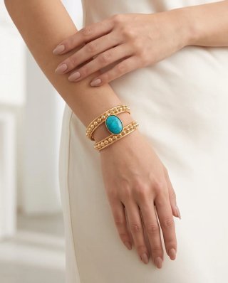 Bracciale rigido donna colore con pietra turchese
