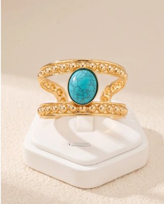 Bracciale rigido donna colore con pietra turchese