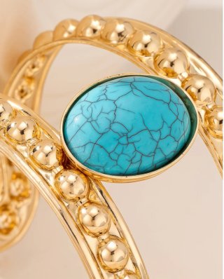 Bracciale rigido donna colore con pietra turchese