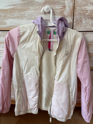 Cortavientos niña Benetton 8/9 años beige y rosa