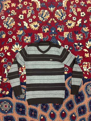 Maglione Lacoste a righe grigio e marrone