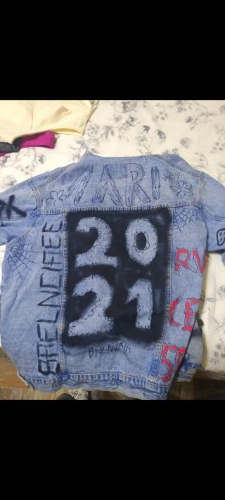 Giacca jeans oversize graffiti