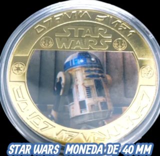5 MONEDAS CONMEMORATIVAS STAR WARS BAÑADAS EN ORO