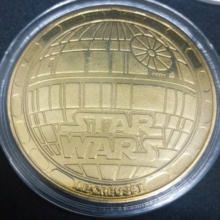 5 MONEDAS CONMEMORATIVAS STAR WARS BAÑADAS EN ORO