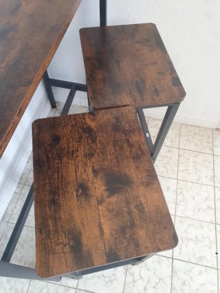 Mesa Alta Bar + 2 Taburetes Estilo Industrial