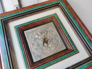 Orologio da parete in legno e argento 925