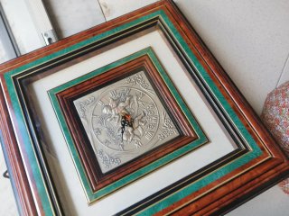 Orologio da parete in legno e argento 925