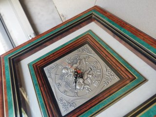 Orologio da parete in legno e argento 925