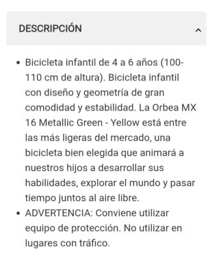 Bicicleta infantil Orbea
