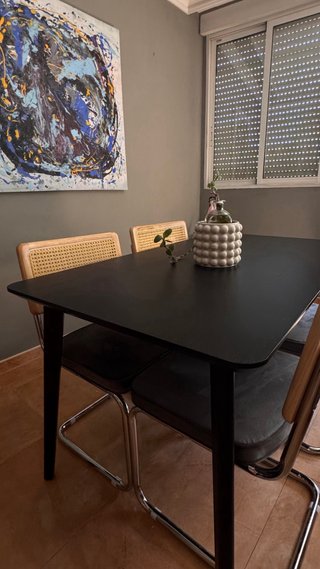 Mesa IKEA LISABO Negra/Chapa Fresno 140x78cm