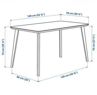 Mesa IKEA LISABO Negra/Chapa Fresno 140x78cm
