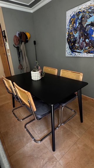 Mesa IKEA LISABO Negra/Chapa Fresno 140x78cm