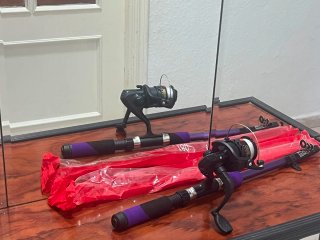 Caña de pesca telescópica púrpura