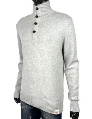 Levi’s Maglione Uomo L Cotone Grigio Slim Bottoni