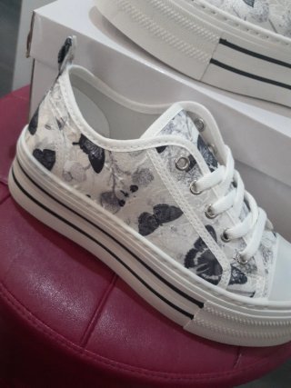 Scarpe donna sneakers zeppa fantasia farfalle n.37