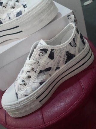 Scarpe donna sneakers zeppa fantasia farfalle n.37