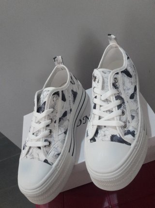 Scarpe donna sneakers zeppa fantasia farfalle n.37