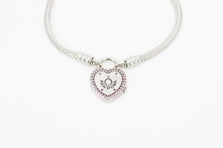 Pulsera Pandora Plata 925 Corazón Rosa