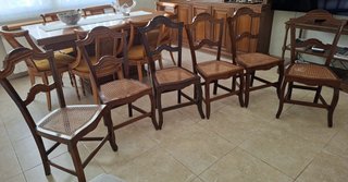 6 Sillas vintage madera maciza ratán