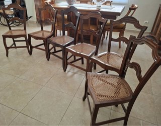 6 Sillas vintage madera maciza ratán