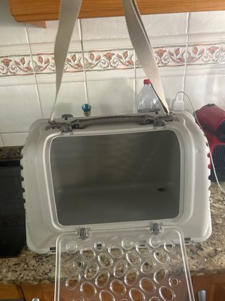 Transportín para mascotas gris y transparente