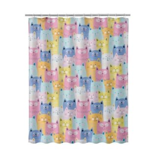Cortina de baño gatos divertidos multicolor