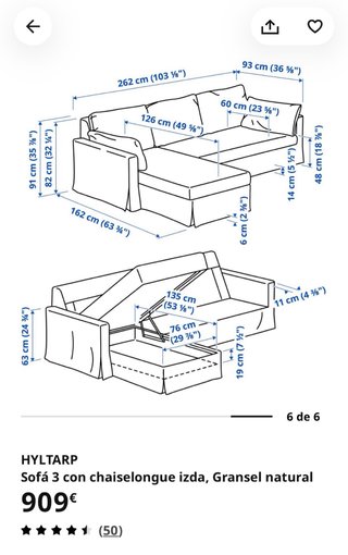 Sofá Chaise Longue Ikea Marrón