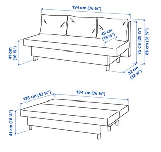 Sofá Cama Ikea Gris Tela