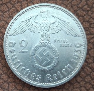 Moneda 2 Reichsmark 1939D Alemania