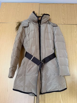 Abrigo Zara Beige Plumas