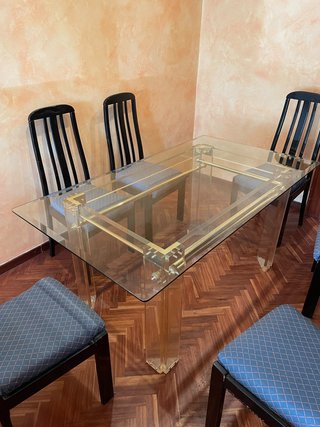 Mesa cristal y 6 sillas comedor