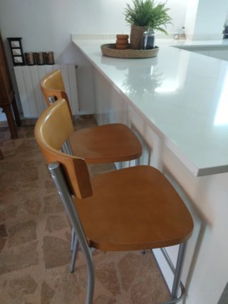 Pareja Taburetes Cocina Madera y Metal