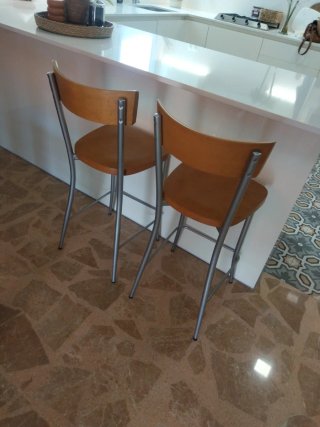 Pareja Taburetes Cocina Madera y Metal